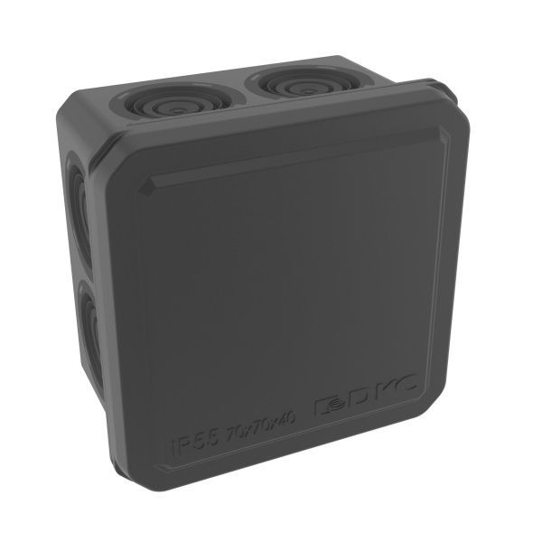 Коробка ответвительная с 8+2 кабельными вводами д.20/20мм, IP55,70х70х40мм, черный Коробка ответвительная с 8+2 кабельными вводами д.20/20мм, IP55,70х70х40мм, черный