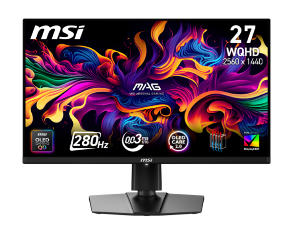 MSI MAG 271QP QD-OLED X28 26,5" 16:9 WQHD(2560x1440) QD-OLED Flat,True Black 400, 0.03ms(GTG), 1,5M:1, HDR Brightness 1000nits, 2xHDMI, DP, Type-C, Tilt,Swivel,Height,Pivot,VESA,280Hz,Black,1y w-ty MSI MAG 271QP QD-OLED X28 26,5" 16:9 WQHD(2560x1440) QD-OLED Flat,True Black 400, 0.03ms(GTG), 1,5M:1, HDR Brightness 1000nits, 2xHDMI, DP, Type-C, Tilt,Swivel,Height,Pivot,VESA,280Hz,Black,1y w-ty
