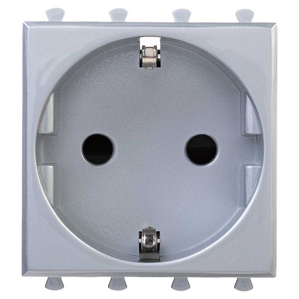 Розетка модульная, 2P+E, с з/ш, Avanti, закаленная сталь, 2 модуля Розетка модульная, 2P+E, с з/ш, Avanti, закаленная сталь, 2 модуля