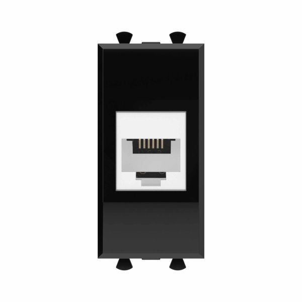 Телефонная розетка RJ-12 без шторки модульная, Avanti, черный квадрат, 1 модуль Телефонная розетка RJ-12 без шторки модульная, Avanti, черный квадрат, 1 модуль