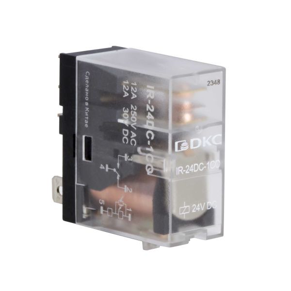 Реле миниатюрное промышленное, 1CO, ком. ток 12А, AgSnO2, напряжение 24V DC, опция: светодиод Реле миниатюрное промышленное, 1CO, ком. ток 12А, AgSnO2, напряжение 24V DC, опция: светодиод