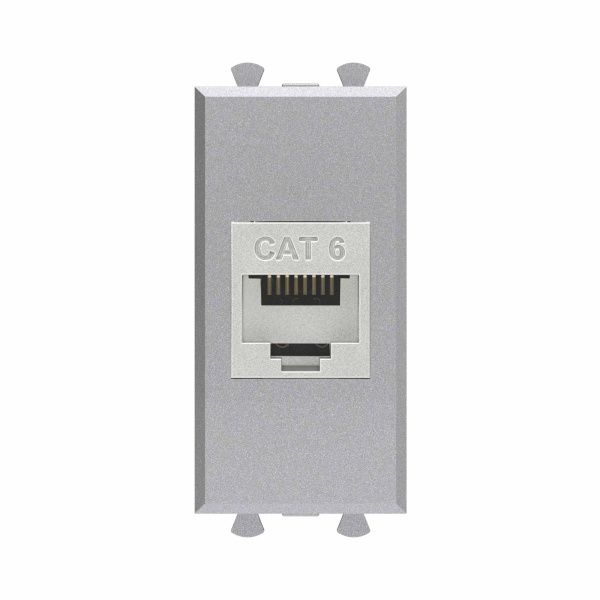 Компьютерная розетка RJ-45 без шторки модульная, кат.6 экранированная, Avanti, закаленная сталь, 1 модуль Компьютерная розетка RJ-45 без шторки модульная, кат.6 экранированная, Avanti, закаленная сталь, 1 модуль