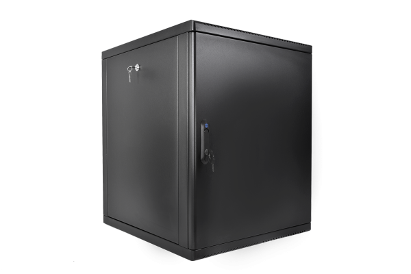 Шкаф телекоммуникационный настенный разборный 12U(600×520) съемные стенки, дверь металл, цвет черный Шкаф телекоммуникационный настенный разборный 12U(600×520) съемные стенки, дверь металл, цвет черный