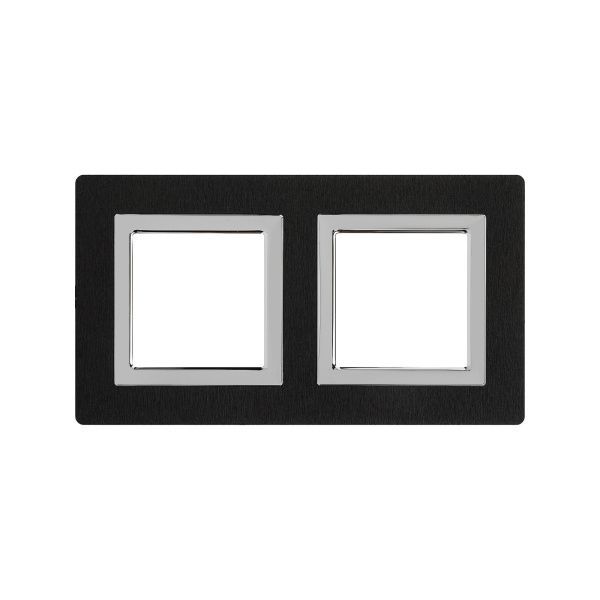 Рамка из алюминия 2 поста (4 мод.), Avanti, черная Рамка из алюминия 2 поста (4 мод.), Avanti, черная