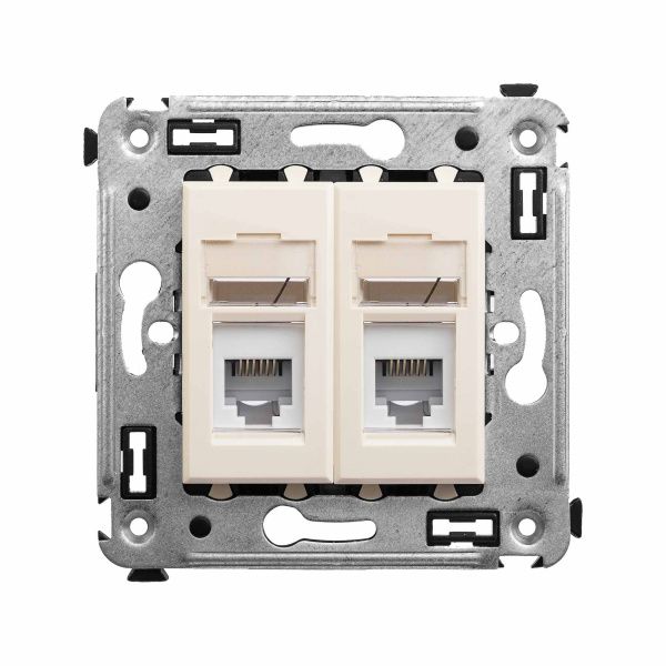 Телефонная розетка RJ-12 в стену двойная, Avanti, ванильная дымка Телефонная розетка RJ-12 в стену двойная, Avanti, ванильная дымка