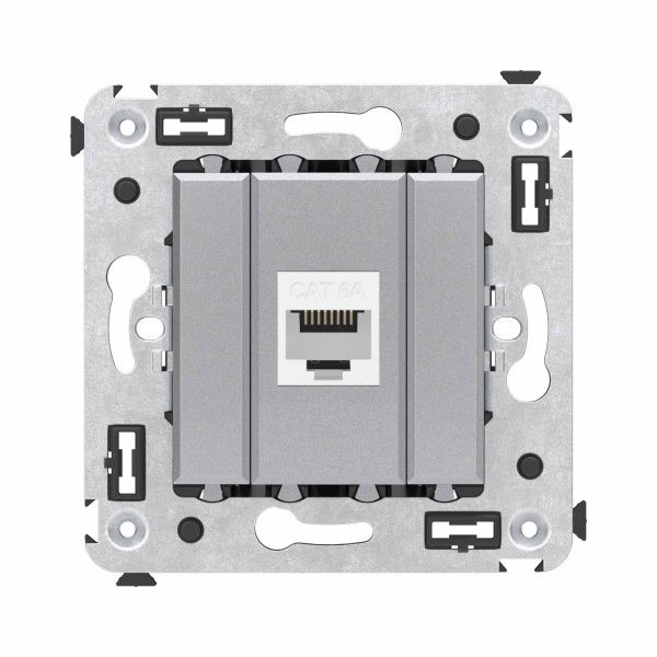 Компьютерная розетка RJ-45 без шторки в стену, кат.6А одинарная, Avanti, закаленная сталь Компьютерная розетка RJ-45 без шторки в стену, кат.6А одинарная, Avanti, закаленная сталь