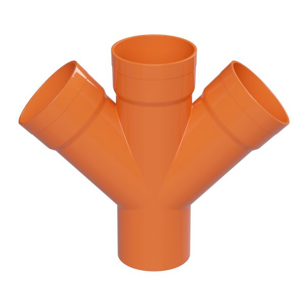 Соединение для четырех двустенных труб, 45 град., полипропилен, д.140мм Соединение для четырех двустенных труб, 45 град., полипропилен, д.140мм