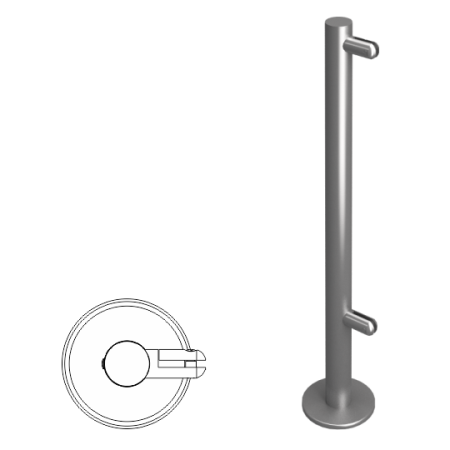 Стойка ограждения односторонняя под стекло высотой 800 мм Стойка ограждения односторонняя под стекло высотой 800 мм