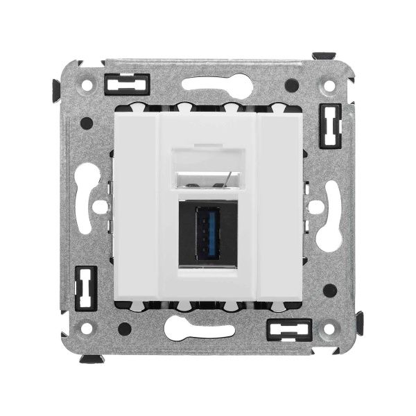 USB 3.0 розетка одинарная в стену, тип А-А, Avanti, белое облако USB 3.0 розетка одинарная в стену, тип А-А, Avanti, белое облако