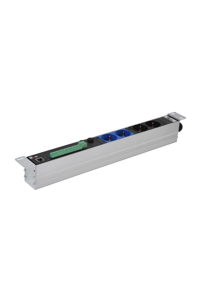 Упр. блок розеток с монит. Rem-MC1 2x2 S, 32A, алюм., 19", колодка Упр. блок розеток с монит. Rem-MC1 2x2 S, 32A, алюм., 19", колодка