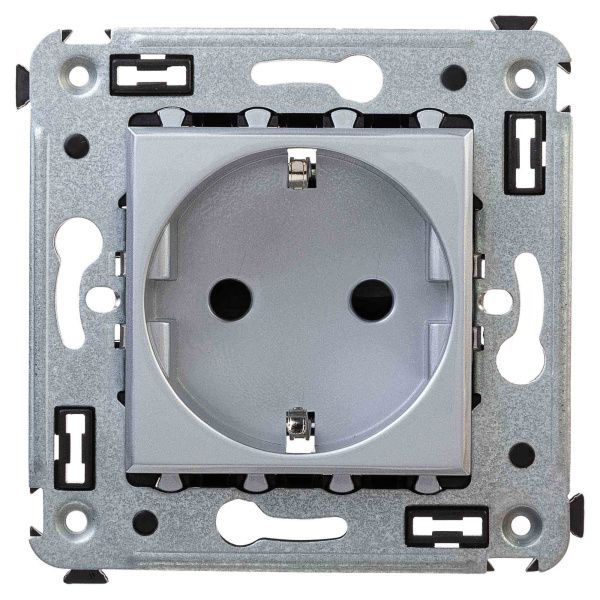 Розетка в стену, 2P+E, с з/ш, Avanti, закаленная сталь Розетка в стену, 2P+E, с з/ш, Avanti, закаленная сталь