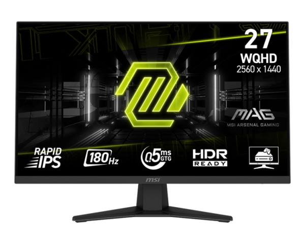 MSI MAG 274QF 27" 16:9 WQHD(2560x1440) Rapid IPS Flat, 0,5ms, 1000:1, 100M:1, 250nits, 2xHDMI 2.0b, DP 1.4a, Tilt, VESA,180Hz,Black,1y w-ty MSI MAG 274QF 27" 16:9 WQHD(2560x1440) Rapid IPS Flat, 0,5ms, 1000:1, 100M:1, 250nits, 2xHDMI 2.0b, DP 1.4a, Tilt, VESA,180Hz,Black,1y w-ty