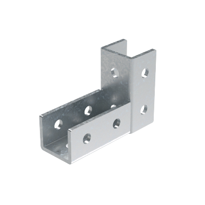 Соединитель С-образного профиля 41х41 под углом 90°, горячеоцинкованный Соединитель С-образного профиля 41х41 под углом 90°, горячеоцинкованный