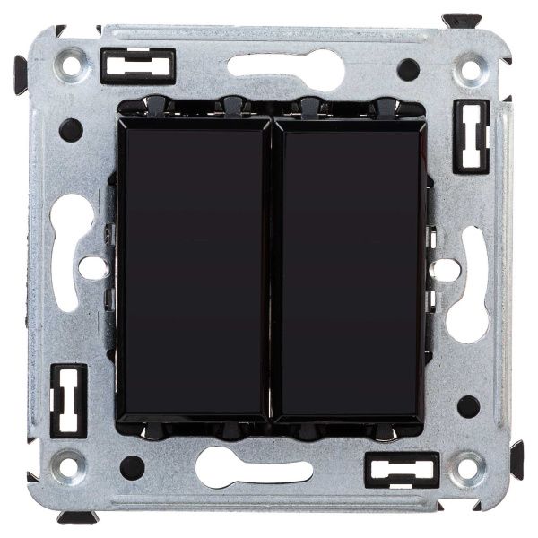 Переключатель двухклавишный в стену, Avanti, черный квадрат Переключатель двухклавишный в стену, Avanti, черный квадрат