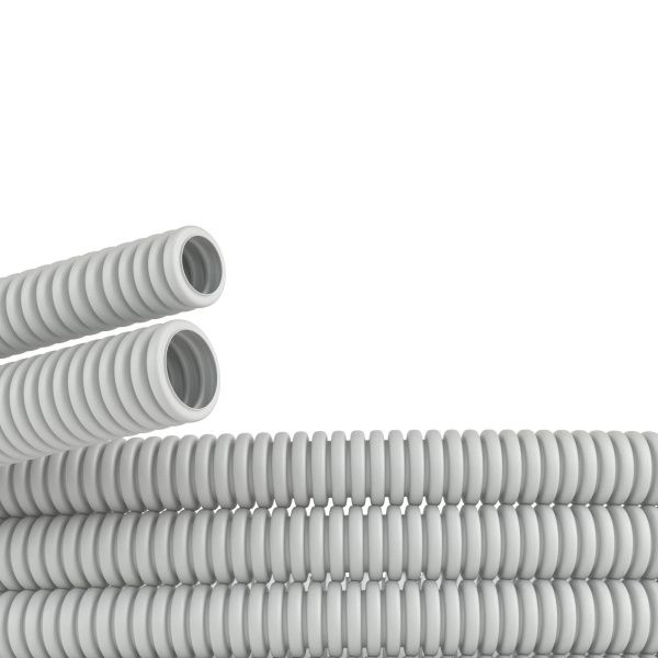 Труба ПВХ гибкая гофр. д.16мм, тяжёлая без протяжки, 100м, цвет серый Труба ПВХ гибкая гофр. д.16мм, тяжёлая без протяжки, 100м, цвет серый