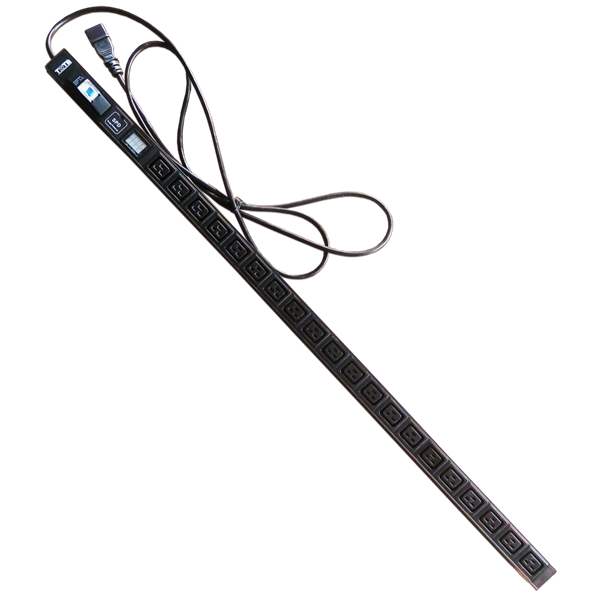 Блок розеток вертикальный, 1-фазный с автоматом, A/V-метр, 16A / 250V, 20xC19, шнур 3.0 м, разъем C20 Блок розеток вертикальный, 1-фазный с автоматом, A/V-метр, 16A / 250V, 20xC19, шнур 3.0 м, разъем C20