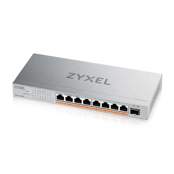 Мультигигабитный PoE++ коммутатор Zyxel XMG-108HP, 8xRJ-45: 1/2.5G PoE++, 1xSFP+, настольный, бесшумный, бюджет PoE 100 Вт Мультигигабитный PoE++ коммутатор Zyxel XMG-108HP, 8xRJ-45: 1/2.5G PoE++, 1xSFP+, настольный, бесшумный, бюджет PoE 100 Вт