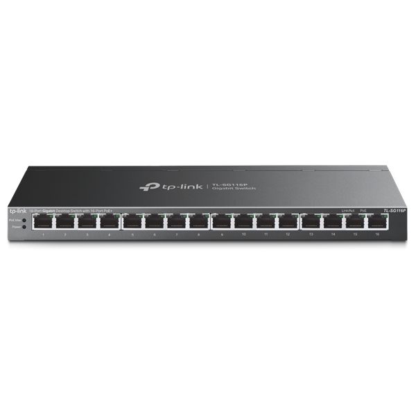 TP-Link TL-SG116P 16-Port Gigabit PoE+ Desktop Switch TP-Link TL-SG116P 16-Port Gigabit PoE+ Desktop Switch
