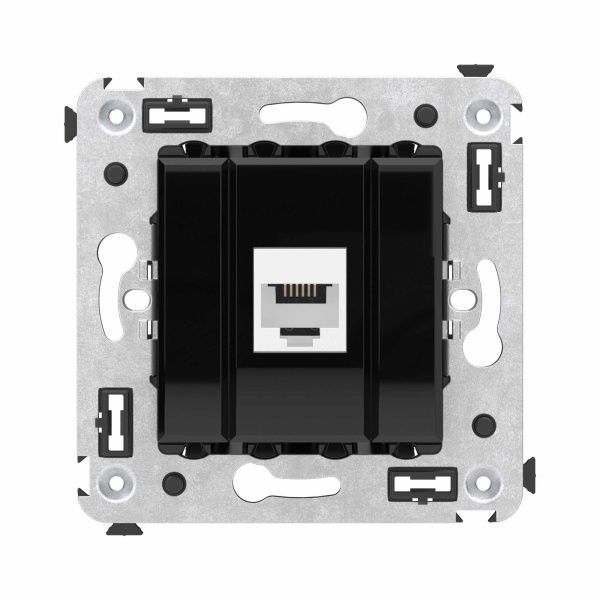 Телефонная розетка RJ-12 без шторки в стену одинарная, Avanti, черный квадрат Телефонная розетка RJ-12 без шторки в стену одинарная, Avanti, черный квадрат