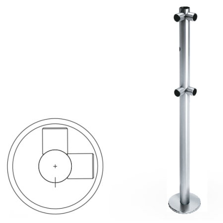 Стойка ограждения L-образная с отверстием под фиксатор, муфты справа, нерж. сталь Стойка ограждения L-образная с отверстием под фиксатор, муфты справа, нерж. сталь
