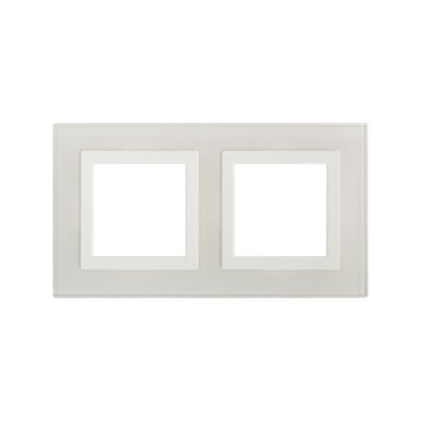 Рамка из натурального стекла 2 поста (4 мод.), Avanti, белая Рамка из натурального стекла 2 поста (4 мод.), Avanti, белая