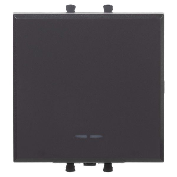 Переключатель одноклавишный модульный, Avanti, черный матовый, 2 модуля Переключатель одноклавишный модульный, Avanti, черный матовый, 2 модуля