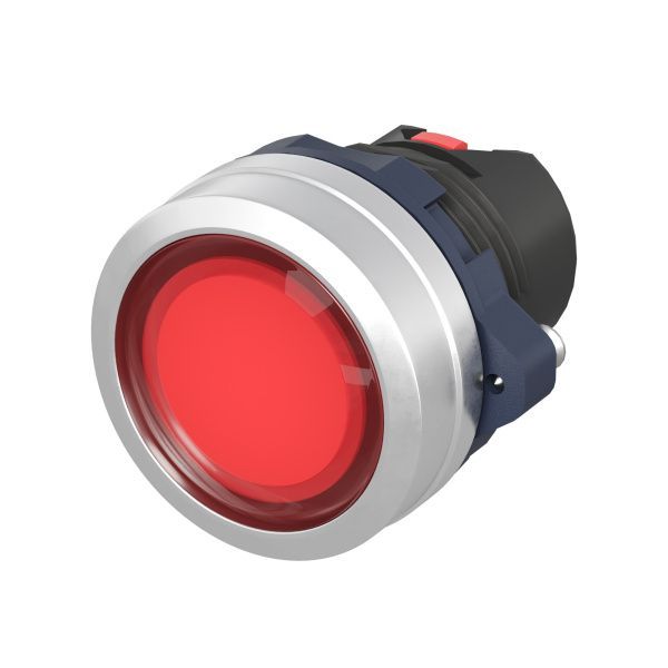 Кнопка плоская прозрачная без фиксации, красная, алюминий Кнопка плоская прозрачная без фиксации, красная, алюминий