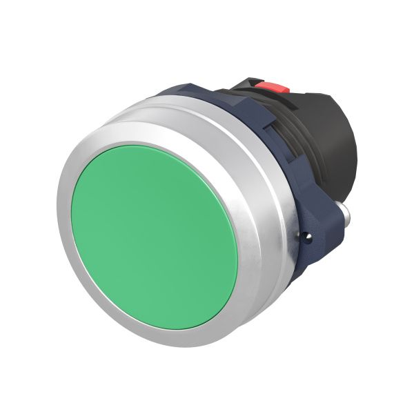 Головка кнопки плоская без фиксации, зеленая, алюминий Головка кнопки плоская без фиксации, зеленая, алюминий