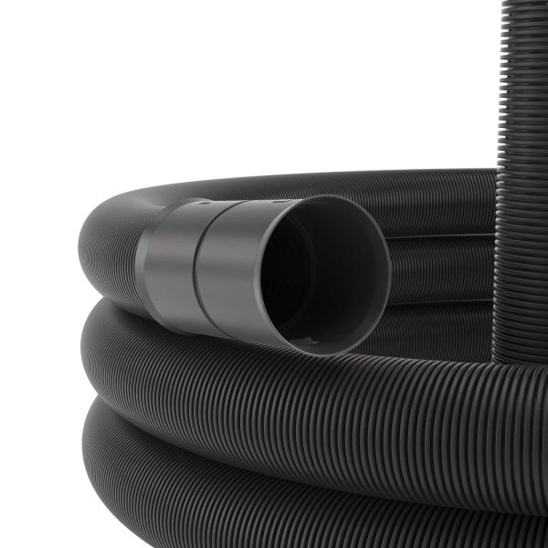 Двустенная труба ПНД гибкая дренажная д.110мм, SN6, перфорация 360град., в бухте 50м, цвет черный Двустенная труба ПНД гибкая дренажная д.110мм, SN6, перфорация 360град., в бухте 50м, цвет черный