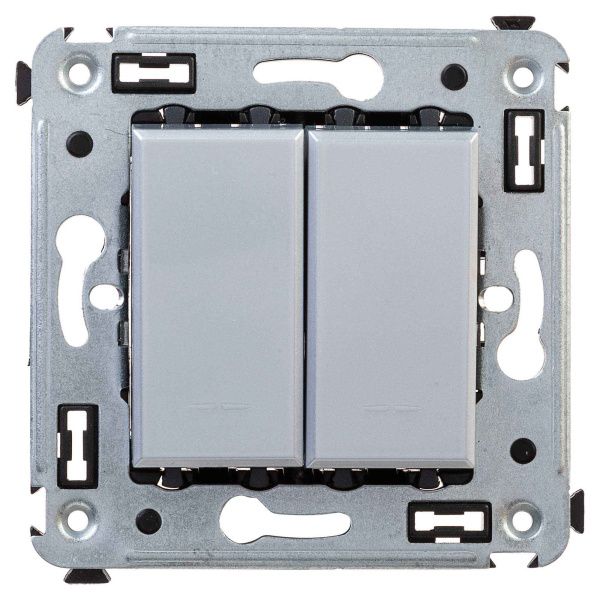 Выключатель двухклавишный в стену, Avanti, закаленная сталь Выключатель двухклавишный в стену, Avanti, закаленная сталь