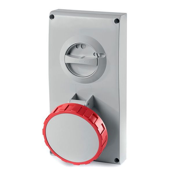 Розетка панельная с механической блокировкой и верхним расположением разъема IP67 63А 3P+E 400В Розетка панельная с механической блокировкой и верхним расположением разъема IP67 63А 3P+E 400В