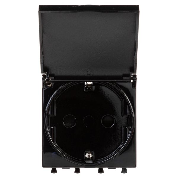 Розетка с крышкой модульная, 2P+E, с з/ш, Avanti, черный квадрат, 2 модуля Розетка с крышкой модульная, 2P+E, с з/ш, Avanti, черный квадрат, 2 модуля