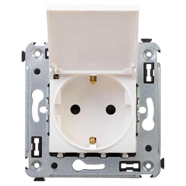 Розетка с крышкой в стену, 2P+E, с з/ш, Avanti, белое облако Розетка с крышкой в стену, 2P+E, с з/ш, Avanti, белое облако