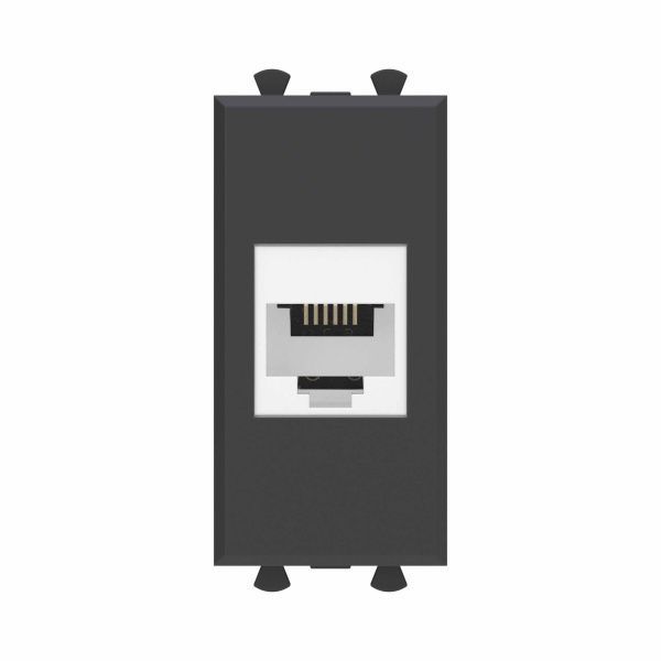 Телефонная розетка RJ-12 без шторки модульная, Avanti, черный матовый, 1 модуль Телефонная розетка RJ-12 без шторки модульная, Avanti, черный матовый, 1 модуль
