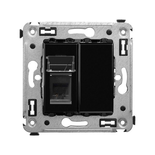 Телефонная розетка RJ-12 в стену одинарная, Avanti, черный квадрат Телефонная розетка RJ-12 в стену одинарная, Avanti, черный квадрат