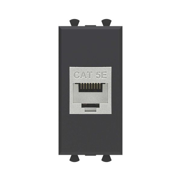 Компьютерная розетка RJ-45 без шторки модульная, кат.5е экранированная, Avanti, черный матовый, 1 модуль Компьютерная розетка RJ-45 без шторки модульная, кат.5е экранированная, Avanti, черный матовый, 1 модуль