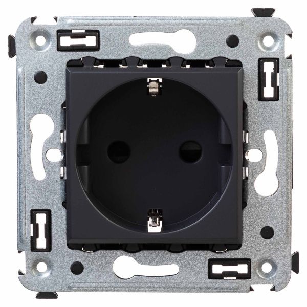 Розетка в стену, 2P+E, с з/ш, Avanti, черный матовый Розетка в стену, 2P+E, с з/ш, Avanti, черный матовый