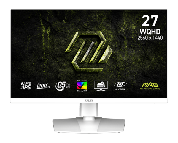 MSI MAG 274QRFW E20 27" 16:9 WQHD(2560x1440) Rapid IPS Flat, DisplayHDR 400, 0,5msGTG, 1000:1, 100M:1,300nits,2xHDMI 2.0b, DP 1.4a,USB-C,Tilt,Swivel,Height,Pivot,VESA,200Hz,White,1y w-ty MSI MAG 274QRFW E20 27" 16:9 WQHD(2560x1440) Rapid IPS Flat, DisplayHDR 400, 0,5msGTG, 1000:1, 100M:1,300nits,2xHDMI 2.0b, DP 1.4a,USB-C,Tilt,Swivel,Height,Pivot,VESA,200Hz,White,1y w-ty