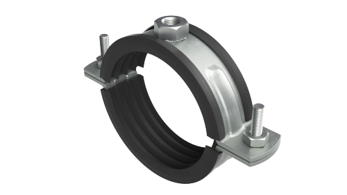 Хомут для высоких нагрузок с изоляцией с гайкой М16 для труб d 8" Хомут для высоких нагрузок с изоляцией с гайкой М16 для труб d 8"