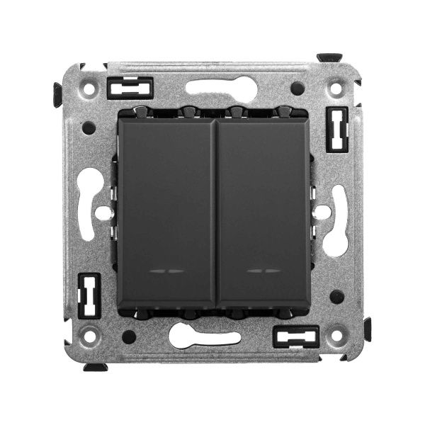 Кнопка двухклавишная в стену, Avanti, черный матовый Кнопка двухклавишная в стену, Avanti, черный матовый