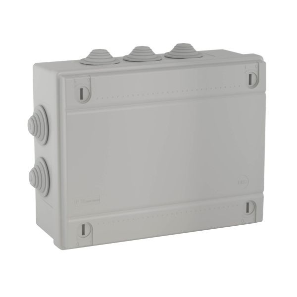 Коробка ответвит. с кабельными вводами 2х40мм + 6х32мм, IP55, 240х190х90мм Коробка ответвит. с кабельными вводами 2х40мм + 6х32мм, IP55, 240х190х90мм