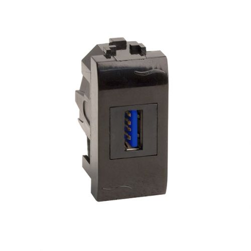 USB 3.0 розетка, Brava, черная, 1 мод. USB 3.0 розетка, Brava, черная, 1 мод.