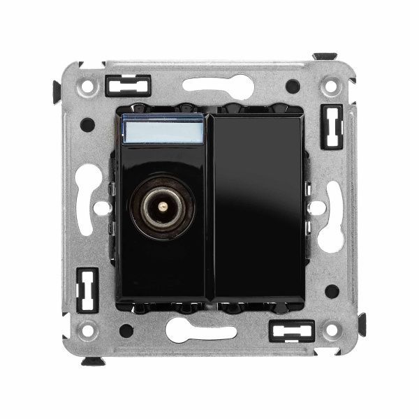 Розетка TV проходная в стену, Avanti, черный квадрат Розетка TV проходная в стену, Avanti, черный квадрат