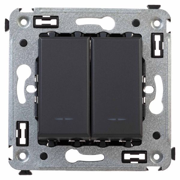 Выключатель двухклавишный в стену, Avanti, черный матовый Выключатель двухклавишный в стену, Avanti, черный матовый