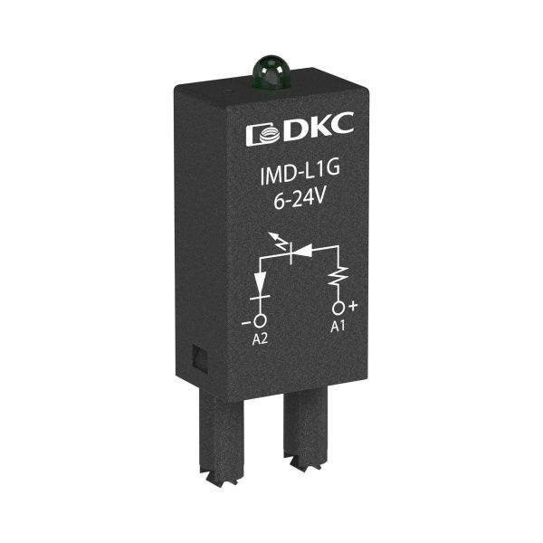 Модуль индикации и защиты, LED зеленый+Варистор (A1+), 24V AC/DC Модуль индикации и защиты, LED зеленый+Варистор (A1+), 24V AC/DC