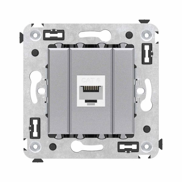 Компьютерная розетка RJ-45 без шторки в стену, кат.6 одинарная, Avanti, закаленная сталь Компьютерная розетка RJ-45 без шторки в стену, кат.6 одинарная, Avanti, закаленная сталь