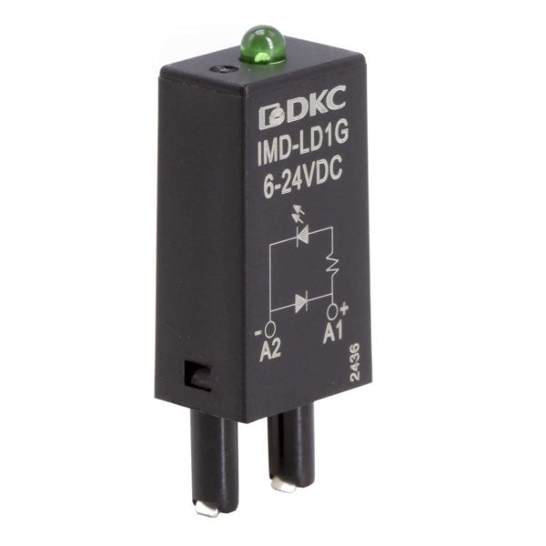 Модуль индикации и защиты, LED зеленый+диод (A1+), 6-24V DC Модуль индикации и защиты, LED зеленый+диод (A1+), 6-24V DC