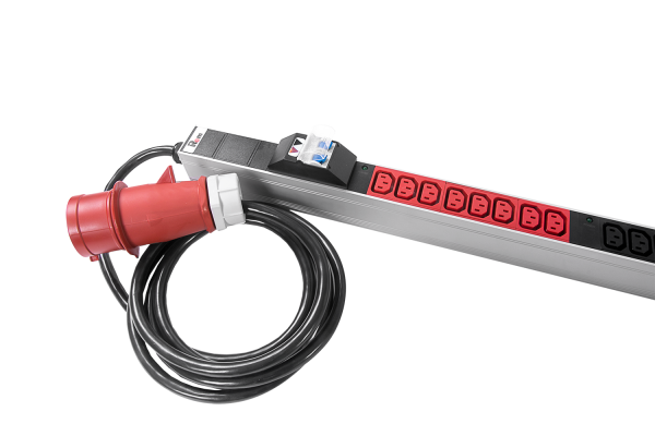 Верт блок розеток Rem-3×32, 3×32A, 6 авт, инд, 48C13, 1820мм, шнур 3м IEC309 Верт блок розеток Rem-3×32, 3×32A, 6 авт, инд, 48C13, 1820мм, шнур 3м IEC309