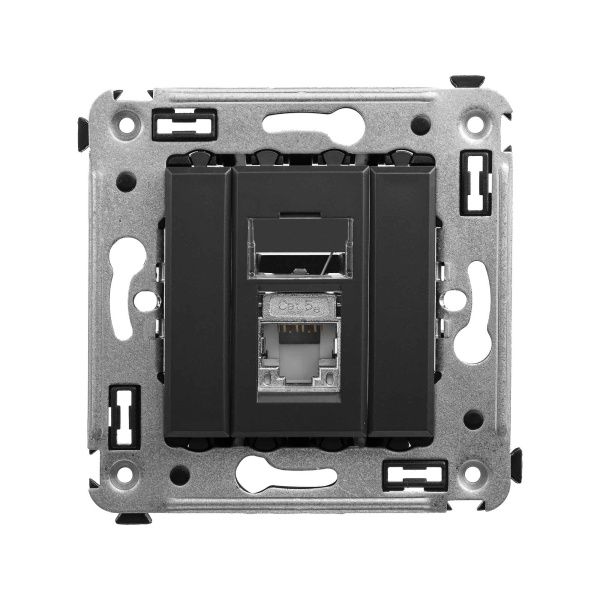 Компьютерная розетка RJ-45 в стену, кат.5e одинарная экранированная, Avanti, черный матовый Компьютерная розетка RJ-45 в стену, кат.5e одинарная экранированная, Avanti, черный матовый