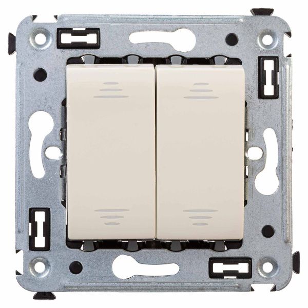 Переключатель двухклавишный в стену, Avanti, ванильная дымка Переключатель двухклавишный в стену, Avanti, ванильная дымка